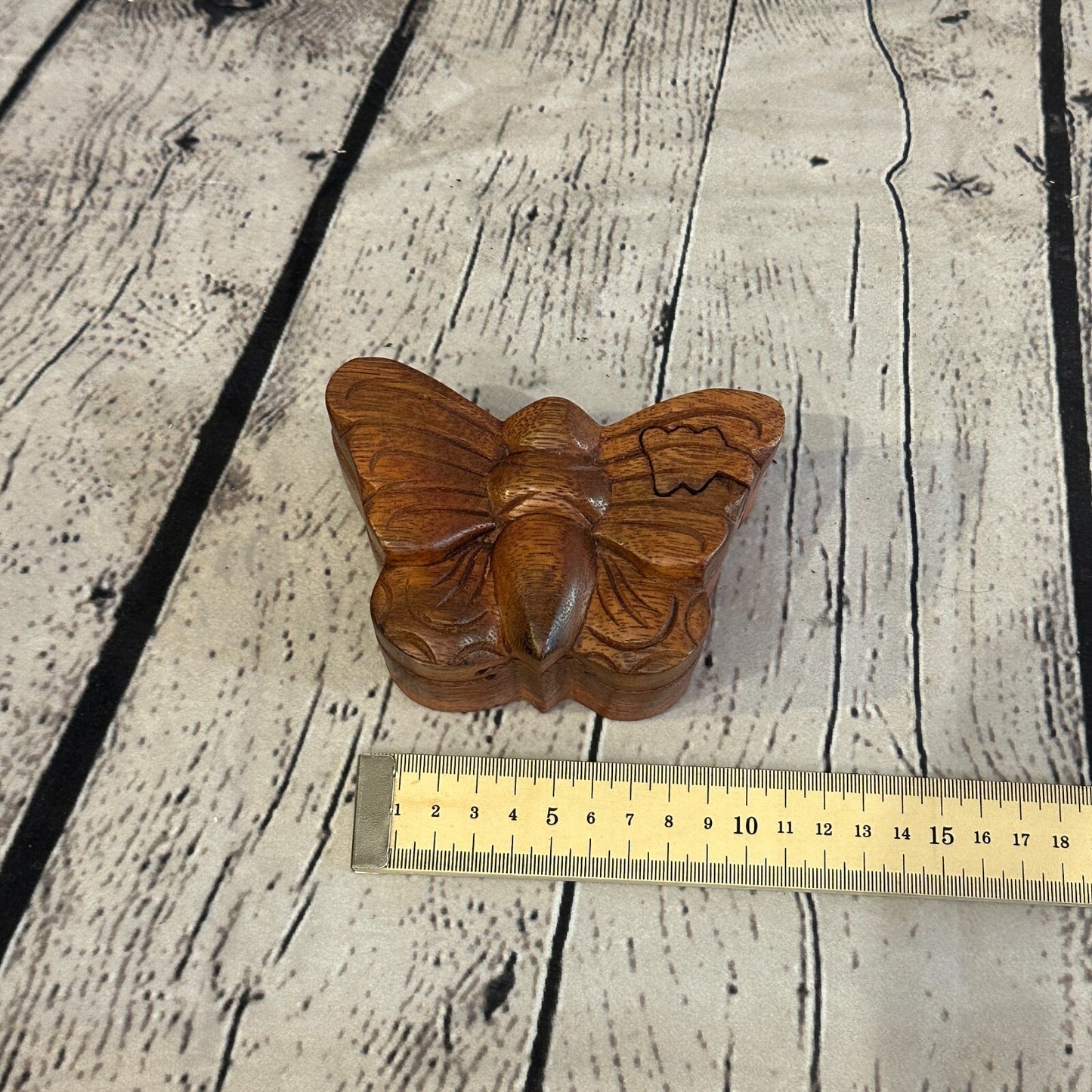 Carved Butterfly 4 Bit Wooden Puzzle Box Secret Box Magic Trinket Handmade