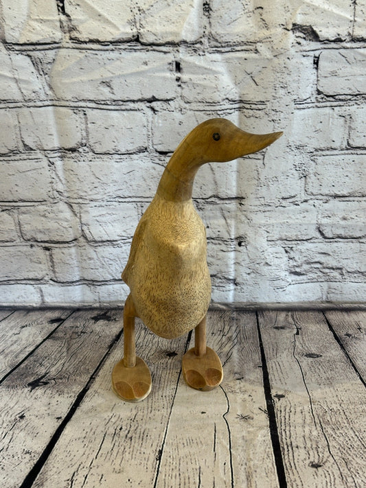 Looking Left 30cm Tall Wooden Hairy Duckling Baby Duck Bamboo Root Fairtrade
