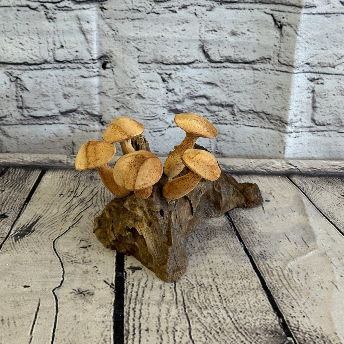 Five Button Mushrooms Parasite Ornament Natural Carving Fairtrade Wooden