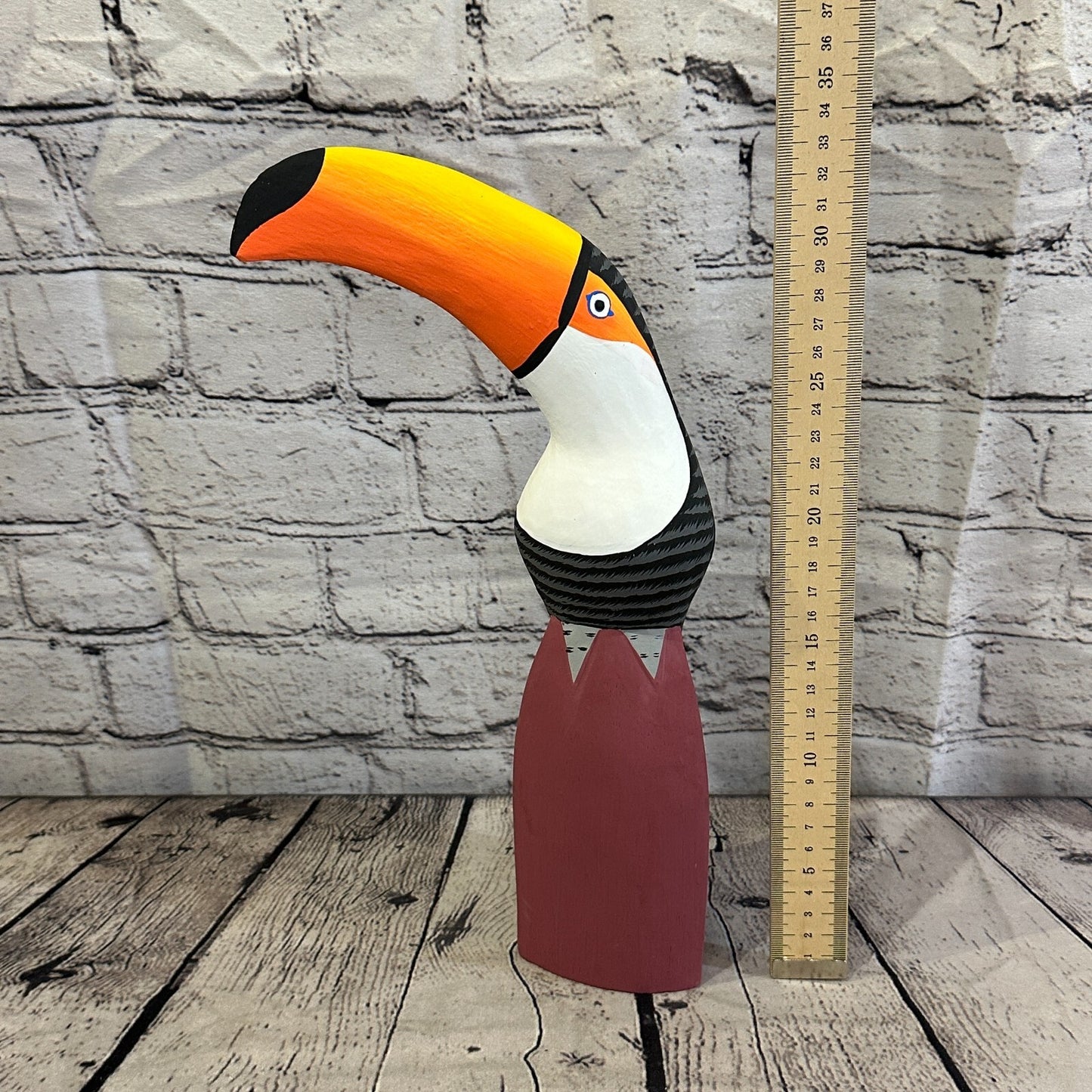 30cm Black Toucan Bird Ornament Statue Fair Trade Hand Made Carved Wood
