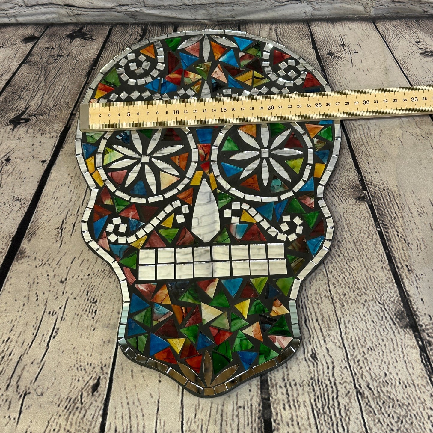 Rainbow Skull Mosaic Tile Wall Mirror 40cm x 28cm 16 Inches Handmade New