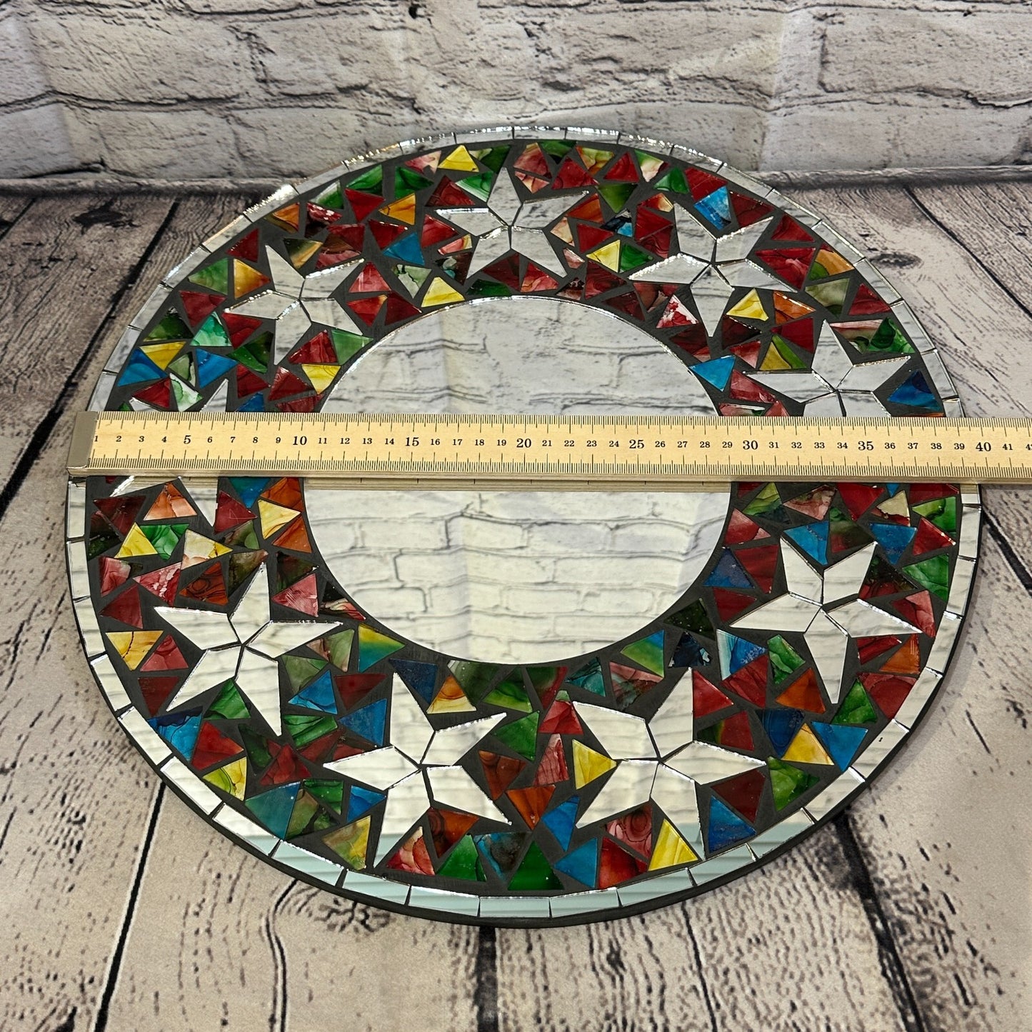 Rainbow Stars Mosaic Tile Wall Mirror 40cm x 40cm 16 Inches Handmade New