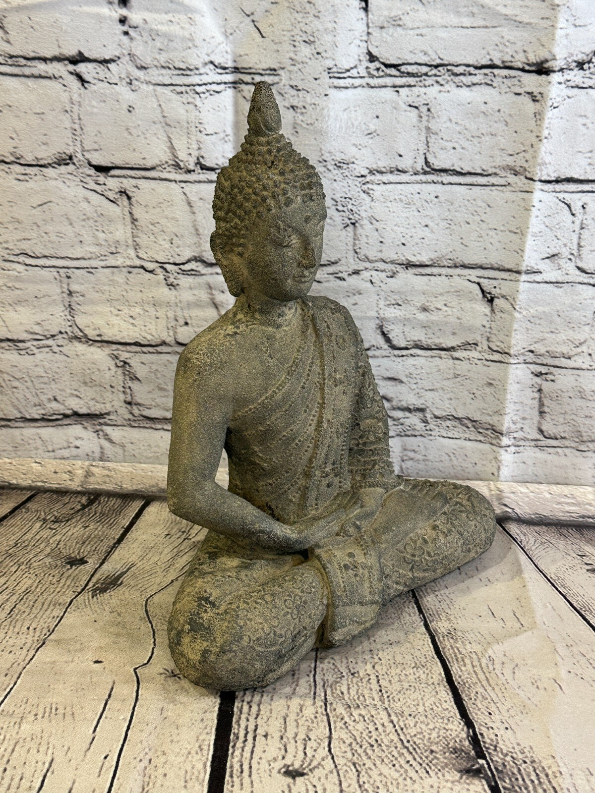 Spike Buddha Stone Garden 30cm x 20cm Ornament Outdoor Indoor Statue Hindu
