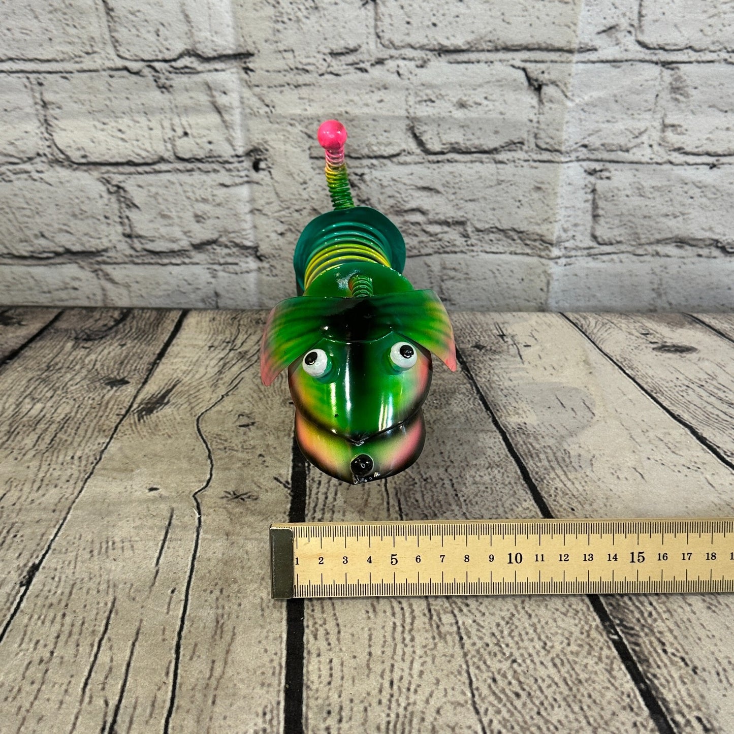 20cm x 15cm Green Bight Colour Spring Dog Cartoon Ornament Painted Statue