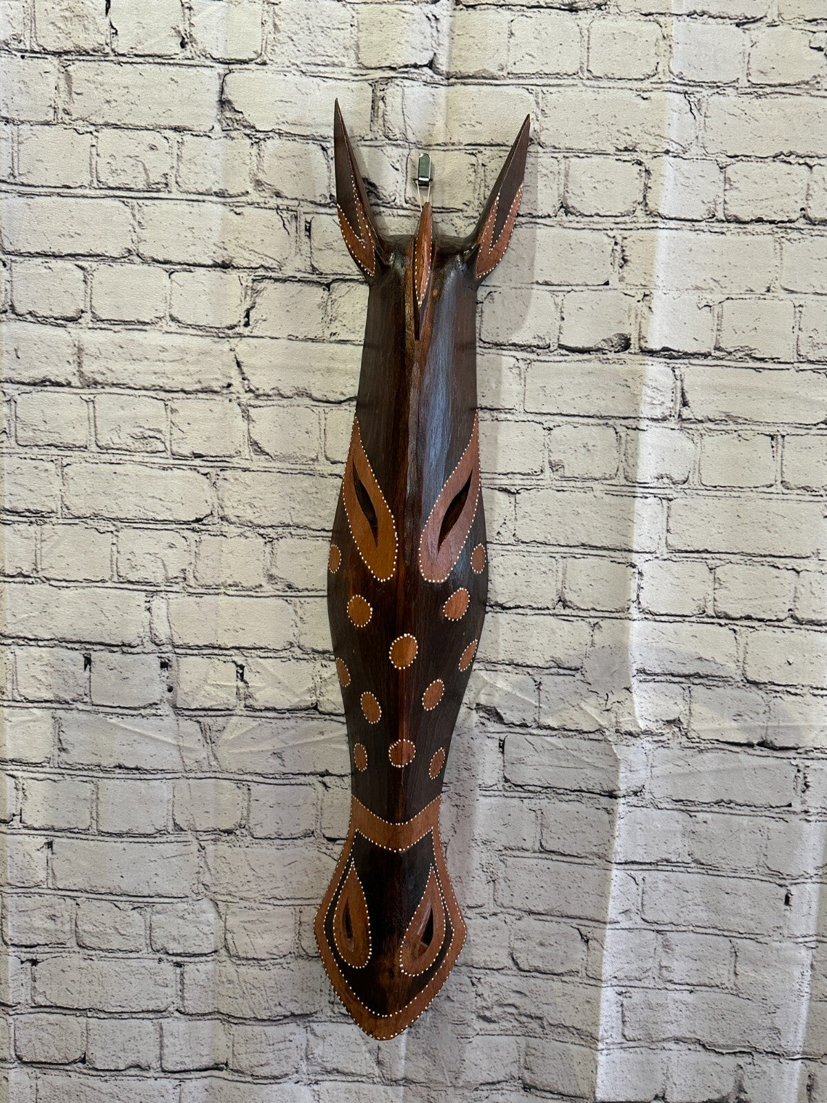 100cm Zebra Brown Hand Carved Fair Trade Wooden Animal Wall Art Wall Hang Mask