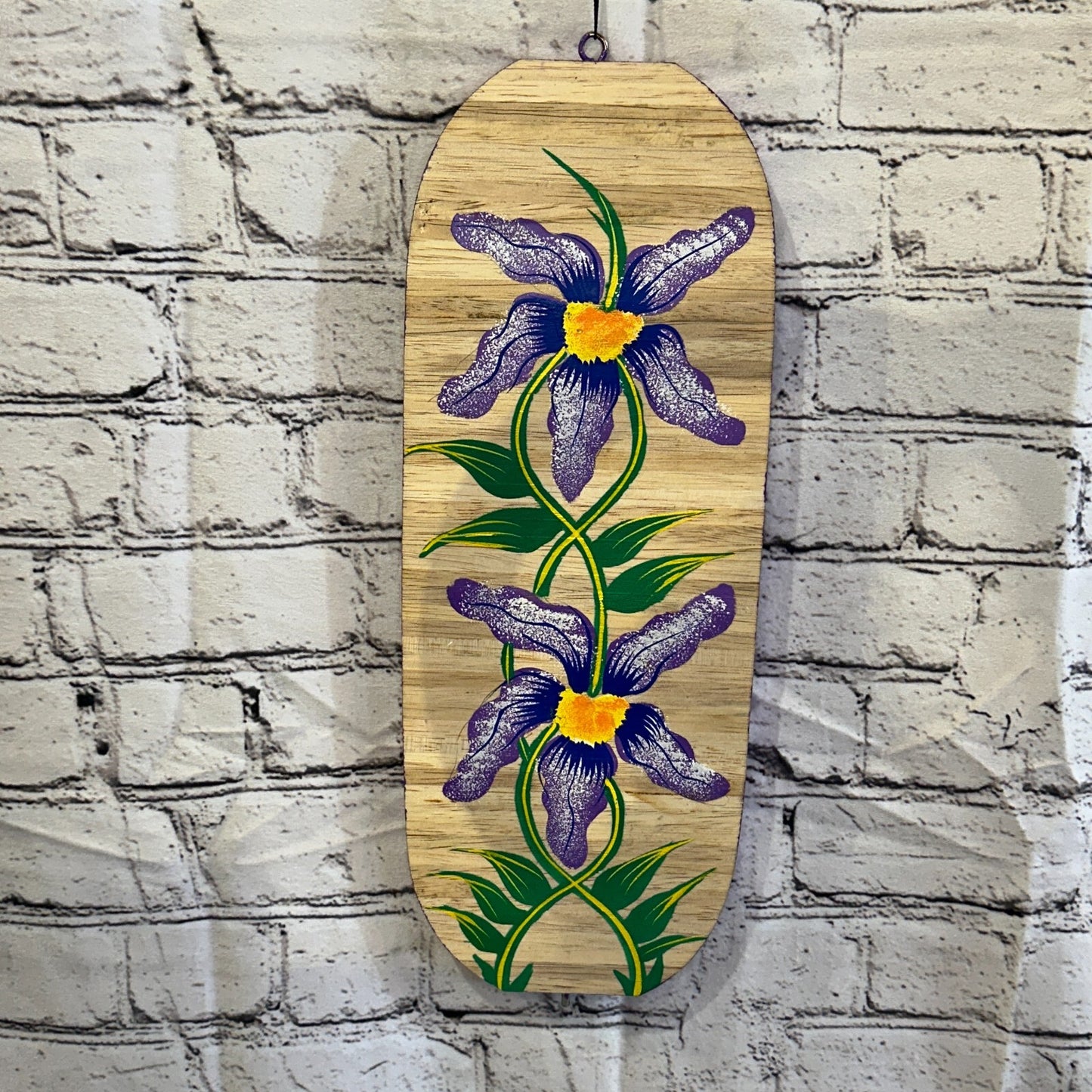 40cm Purple Lilac Flowers Wind Spinner Wooden Spiral Mobile Garden Ornament