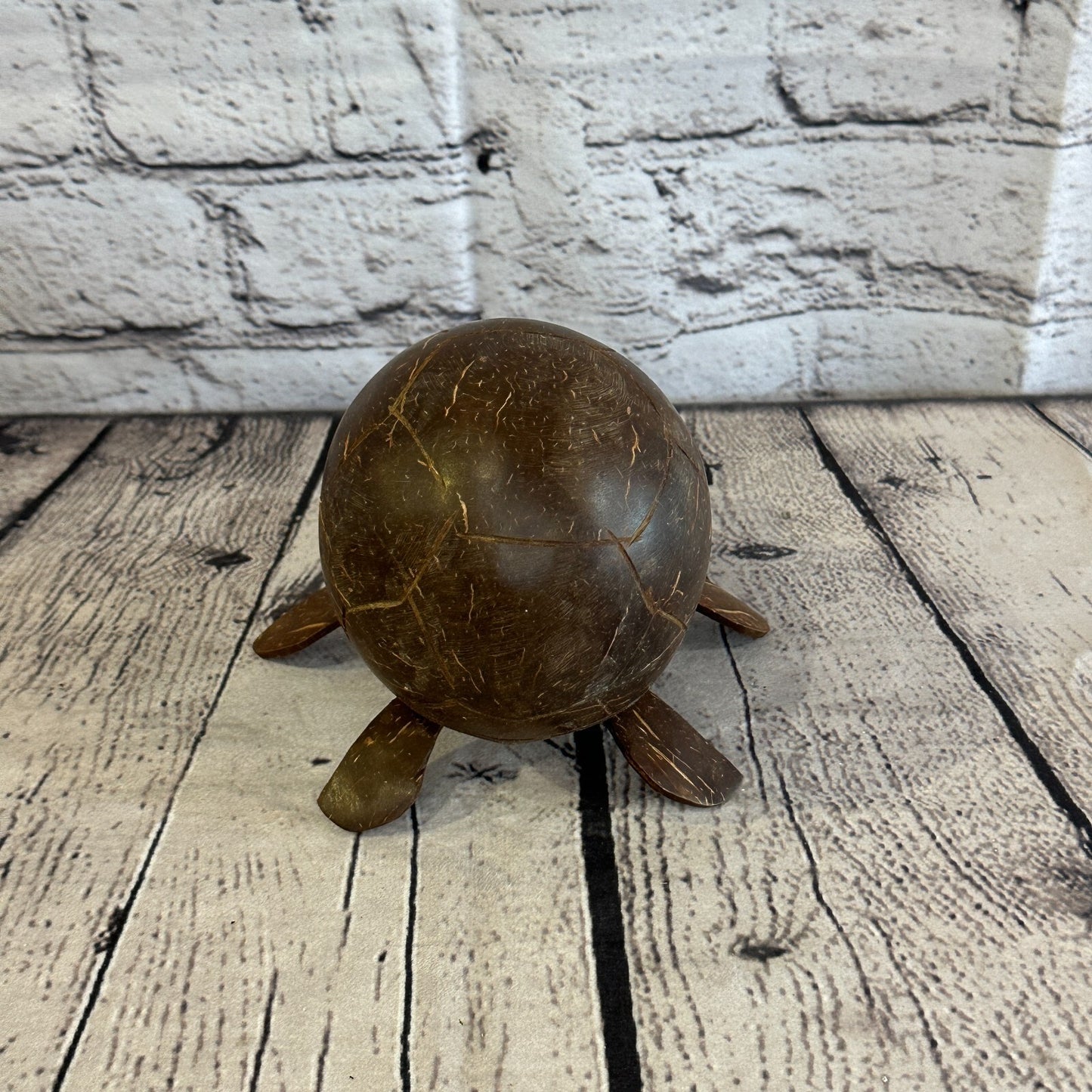 12cm Mixed Carved Full Coconut Shell Wood Turtle Bobble Head Moving Tortoise