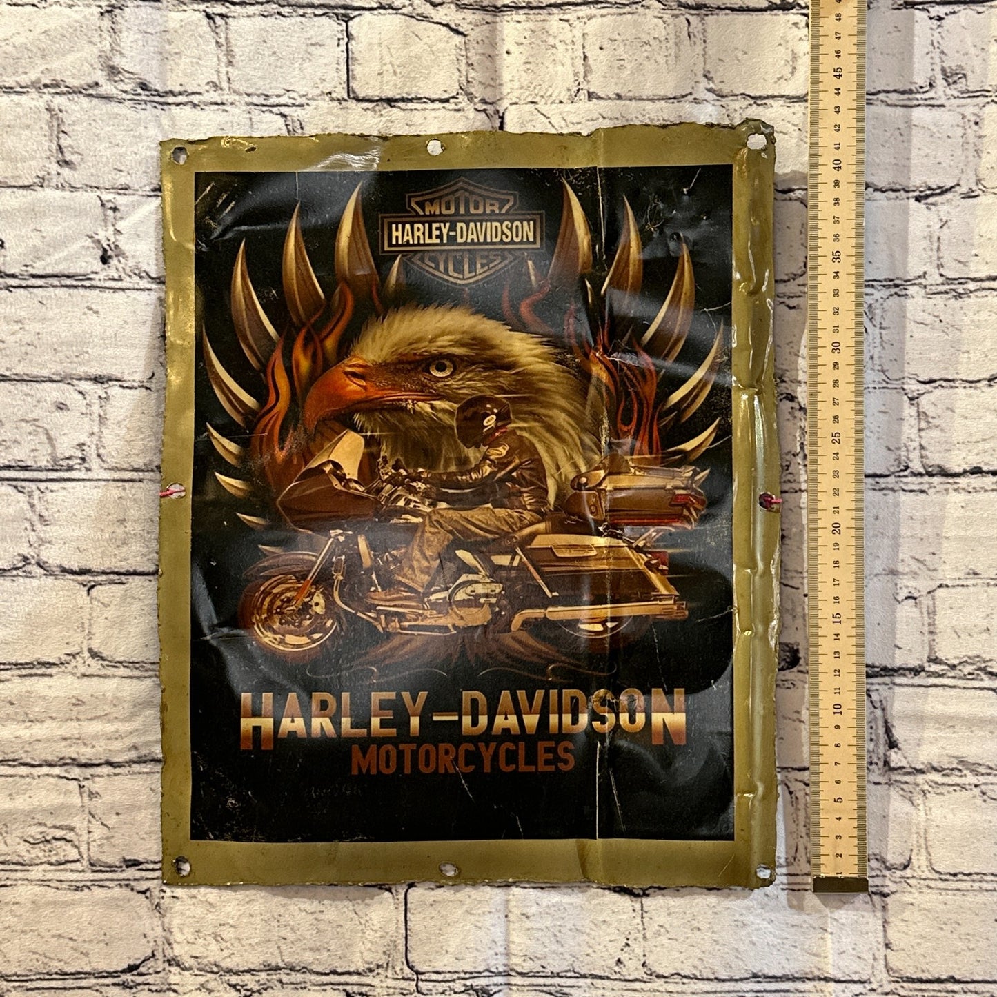 Harley Davidson Eagle Bike Advert Wall Plaque 42cm x 36cm Vintage Retro Tin Sign