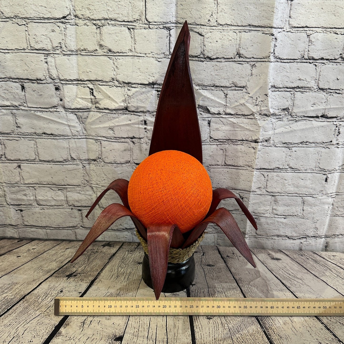 Orange Red Leaf Natural 50cm Tall Leaf Lamp Twist LED UK Mains Plug Design 10