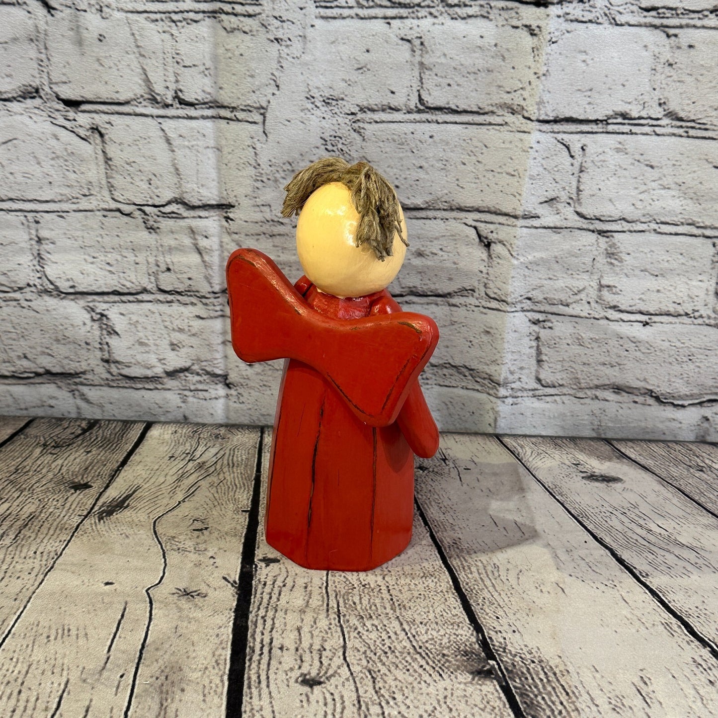 20cm x 8cm Red Cream Angel Red Heart Handcrafted Wood Xmas Christmas Ornament