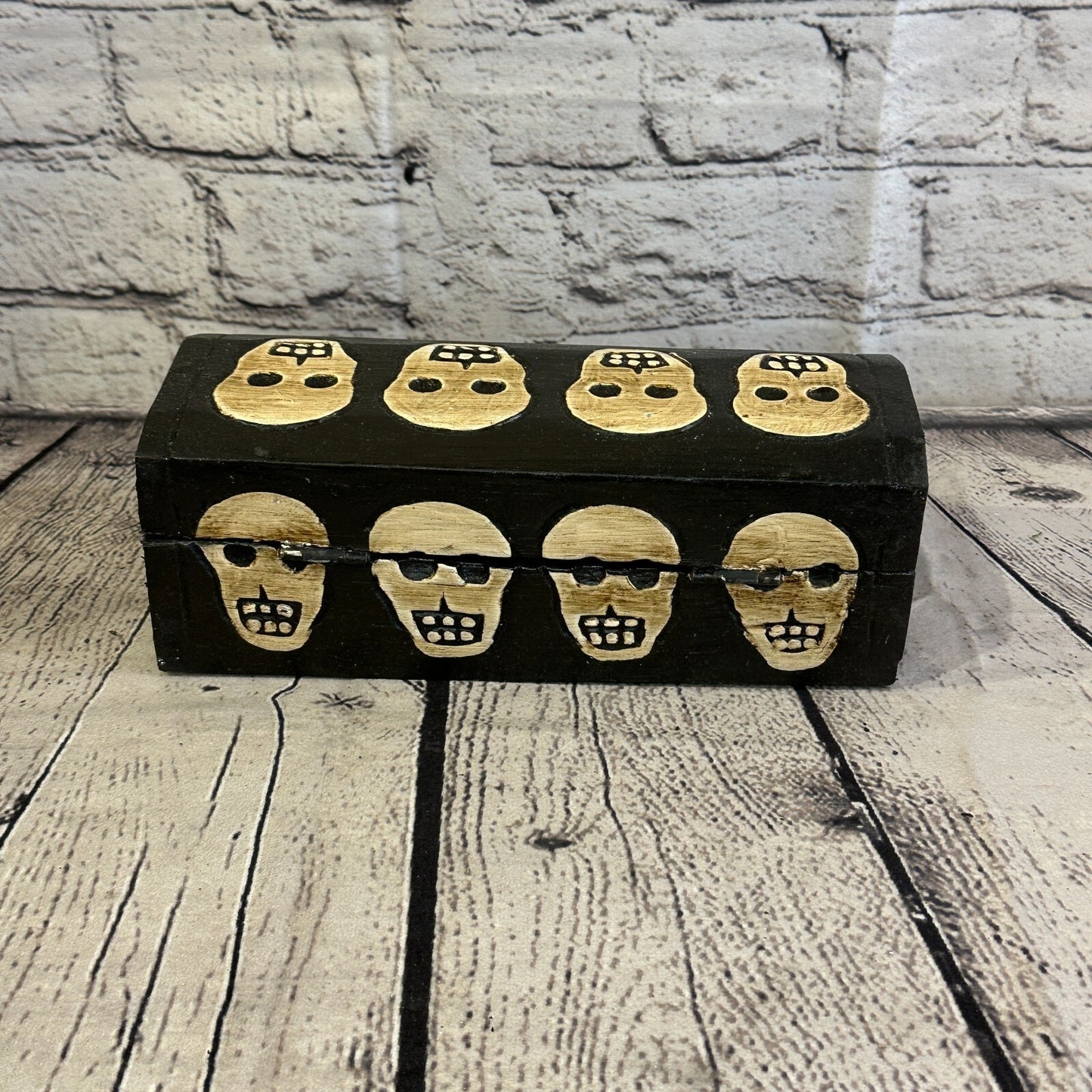 20cm x 8cm x 8cm Trunk Wooden Gothic Skeleton Skull Coffin Jewellery Box