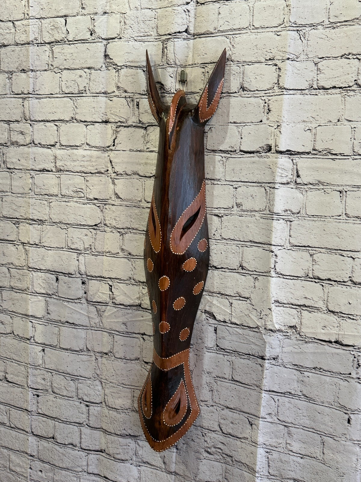 100cm Zebra Brown Hand Carved Fair Trade Wooden Animal Wall Art Wall Hang Mask