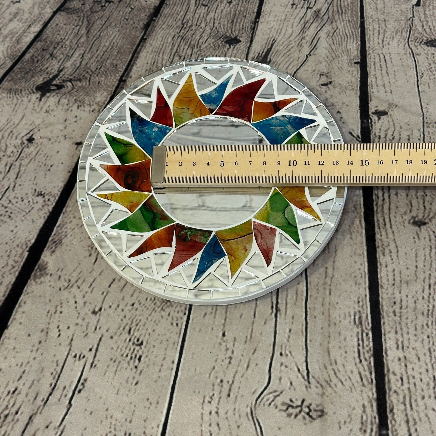 Rainbow White Sun Mosaic Tile Wall Mirror 20cm x 20cm 8 Inches Handmade New