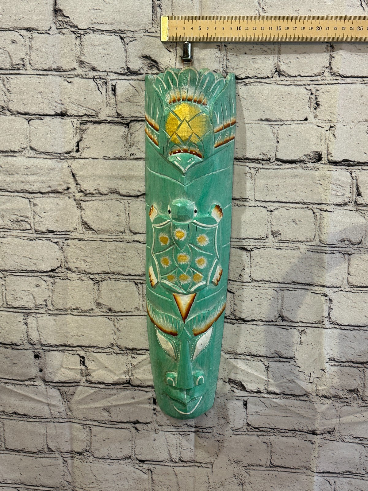 50cm Green Turtle Hand Carved Fair Trade Wooden Animal Wall Art Hang Mask