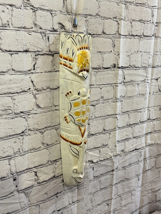 50cm White Turtle Hand Carved Fair Trade Wooden Animal Wall Art Hang Mask