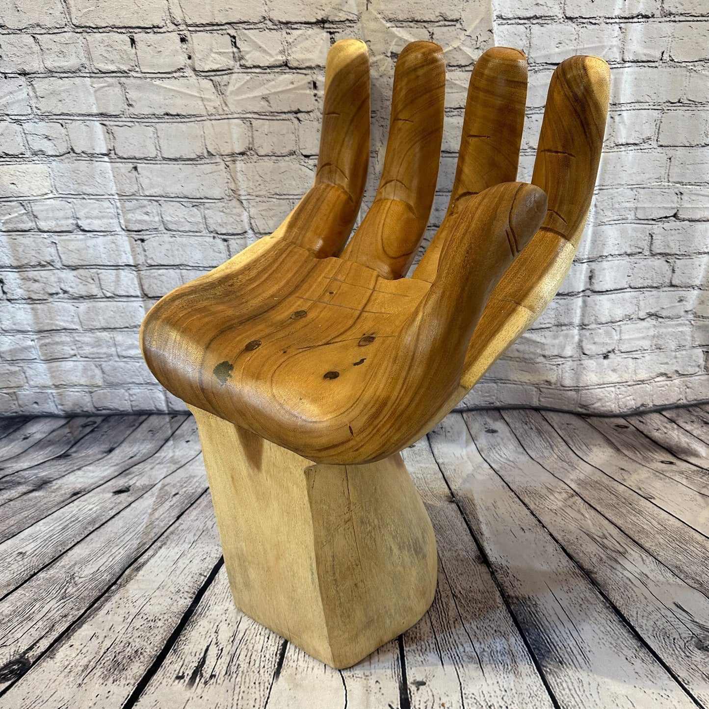Left Hand Chair Seat 4 Finger Support Solid Suar Wood Indoor Outdoor Garden