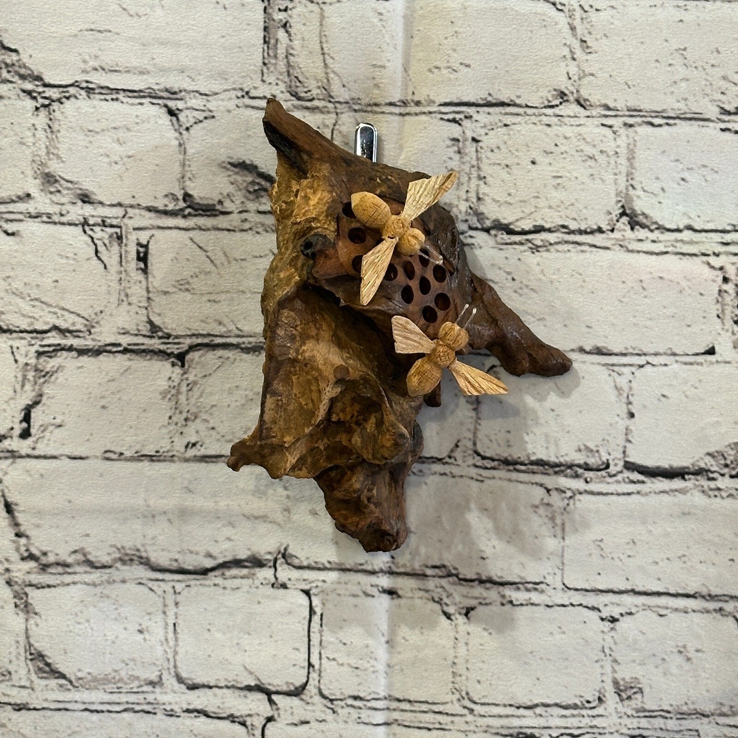 Bees Honeycomb Wall Art Mushroom Parasite Wood Ornament Natural Carving Wooden