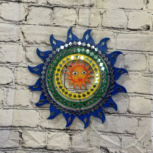 25cm Colourful Blue Sun Hanging With Mirrors Window Suncatcher Indoor Mobile