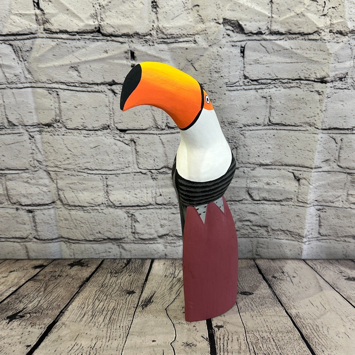 30cm Black Toucan Bird Ornament Statue Fair Trade Hand Made Carved Wood