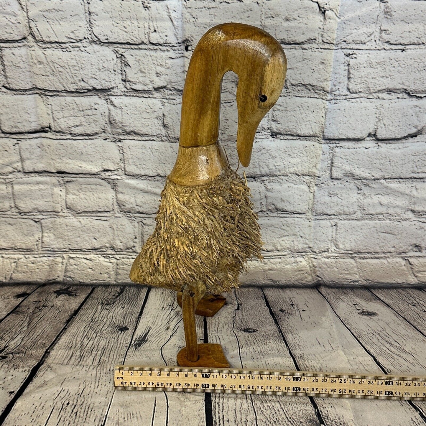 Swan Neck 40cm Tall Wooden Hairy Duckling Baby Duck Bamboo Root Fairtrade