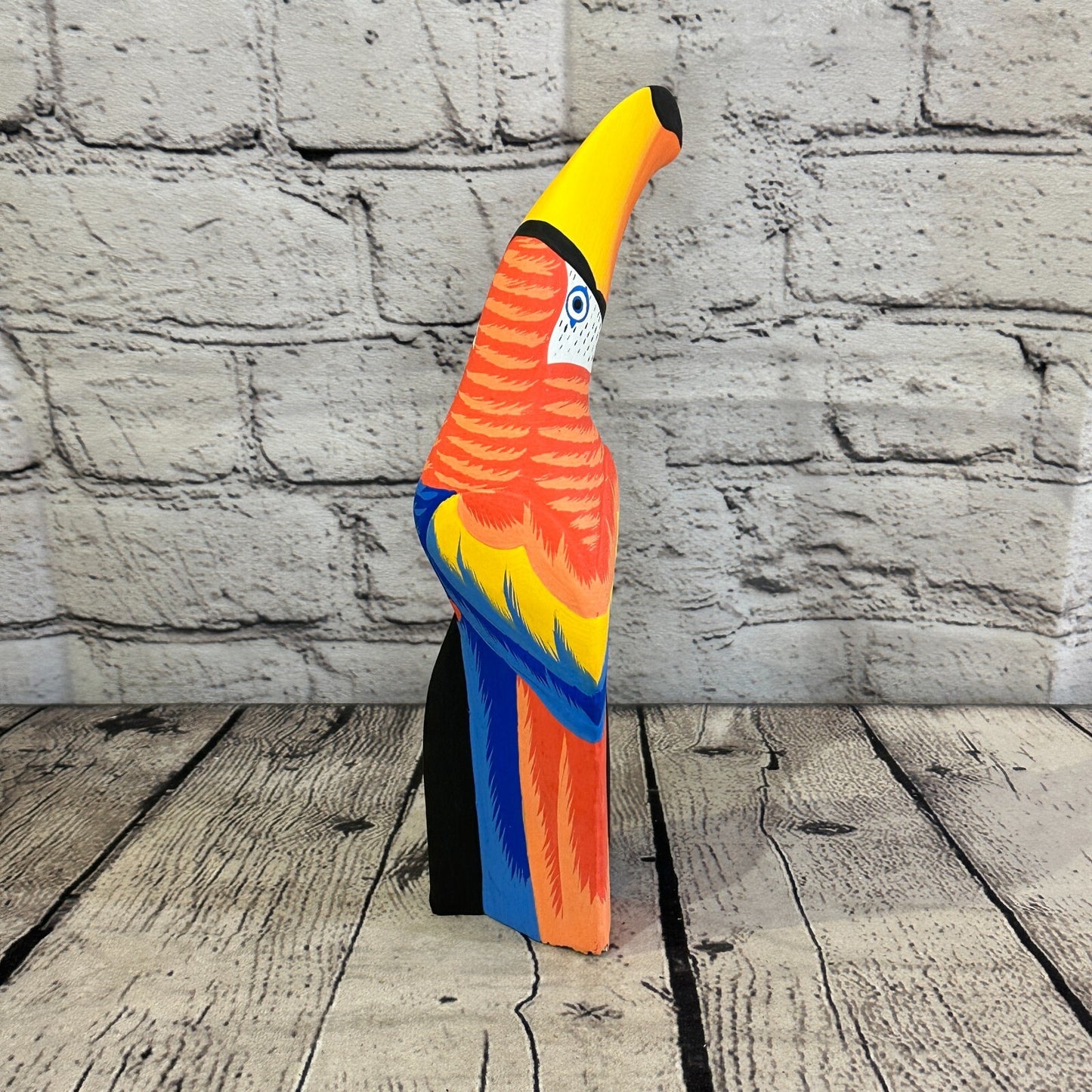 20cm Red Toucan Bird Ornament Statue Fair Trade Hand Made Carved Wood