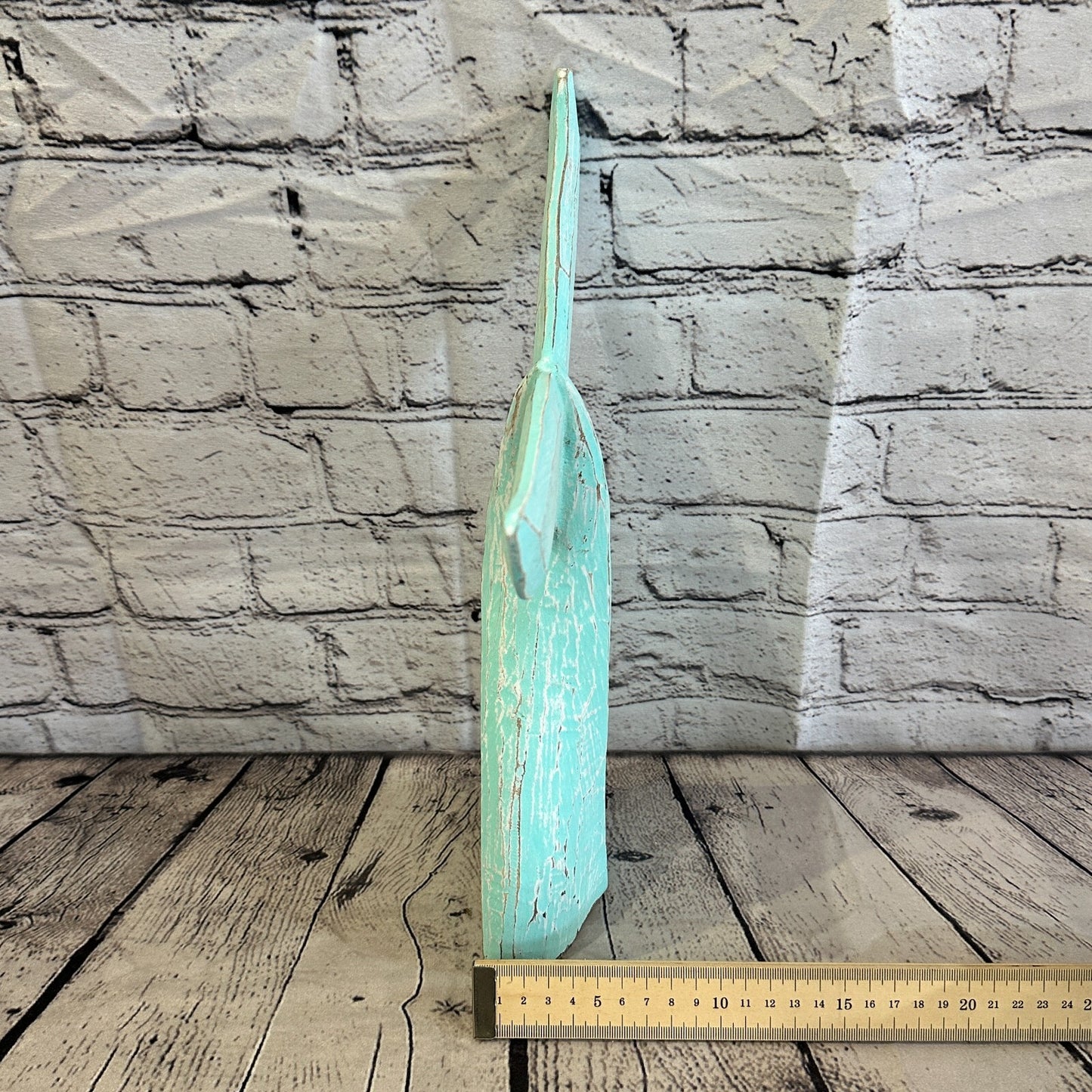 35cm x 30cm Whale Tail Green Fish Wood Coastal Ocean Bathroom Decoration