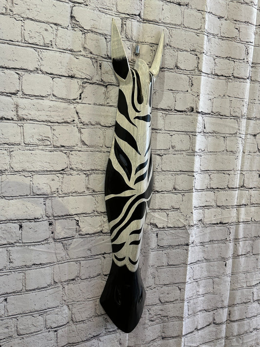 100cm Zebra Marking Hand Carved Fair Trade Wooden Animal Wall Art Wall Hang Mask