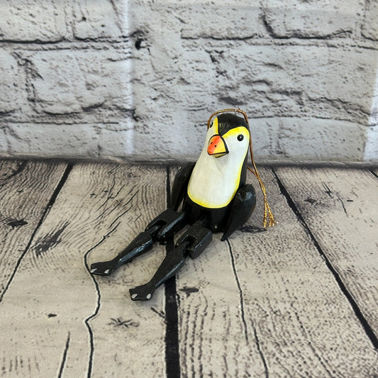 10cm Penguin Sitting Animal, Wooden Shelf Ornament Handmade and Fairtrade