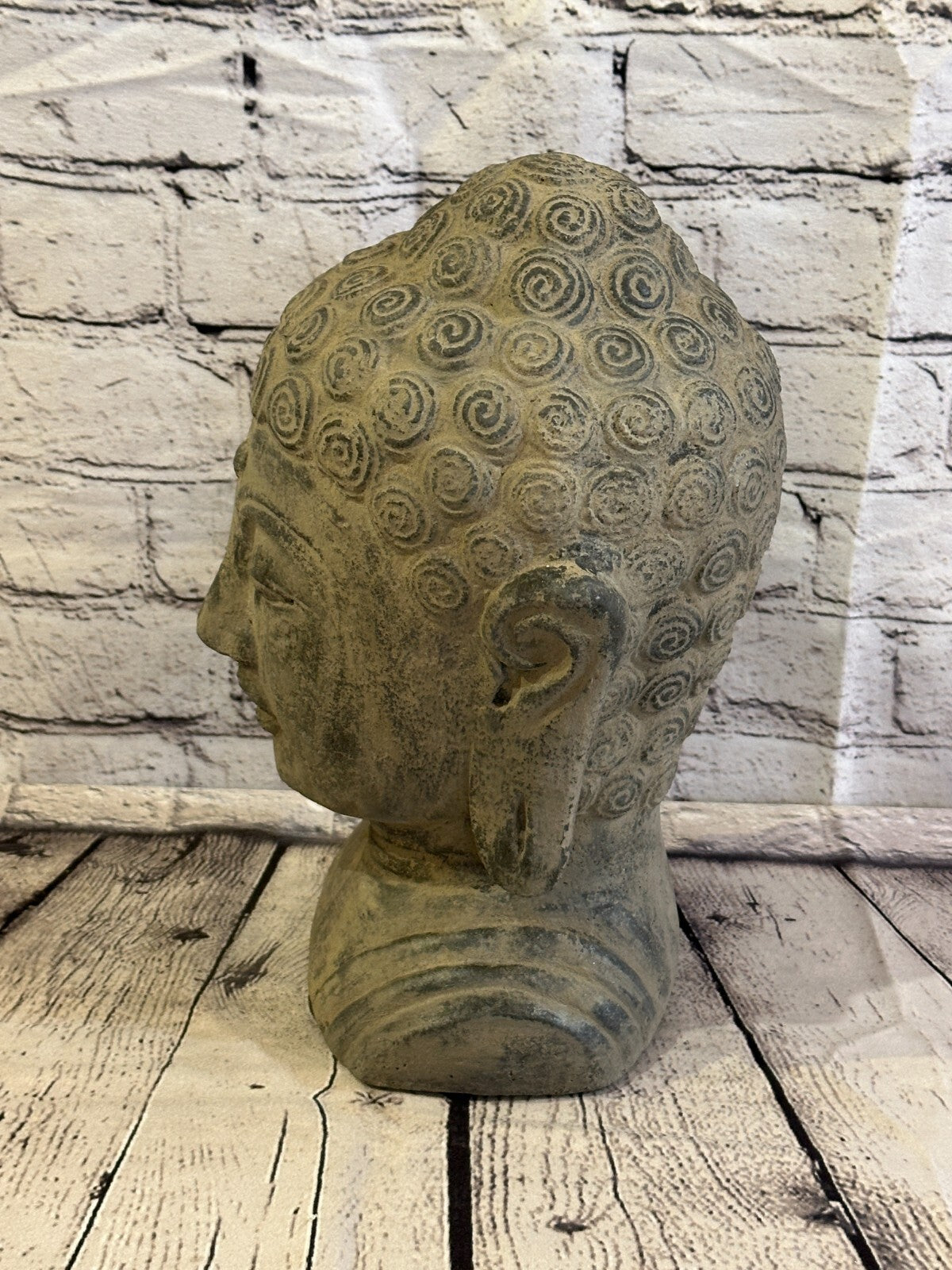 Thai Buddha Head Stone Garden 30cm x 18cm Ornament Outdoor Indoor Statue Hindu