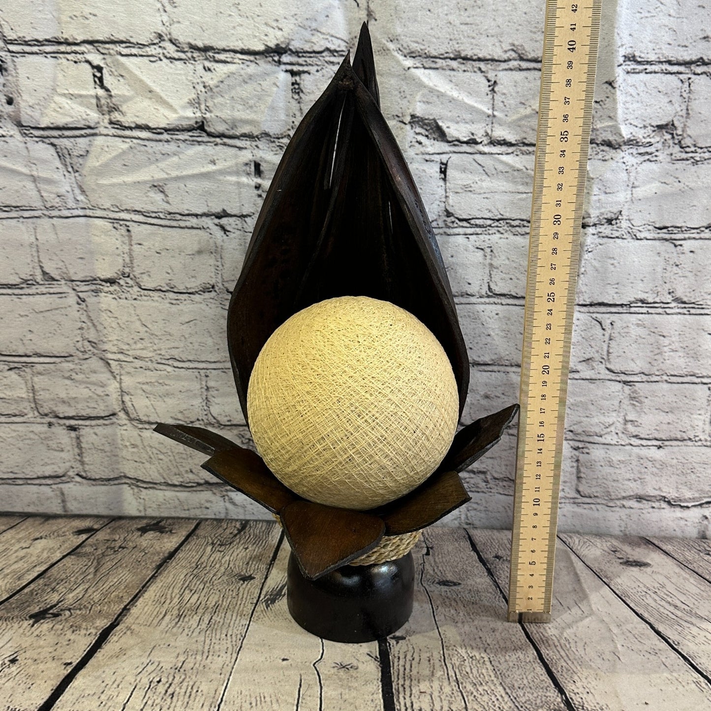 White Brown Leaf Natural 40cm Tall Leaf Lamp Twist LED UK Mains Plug Design 9