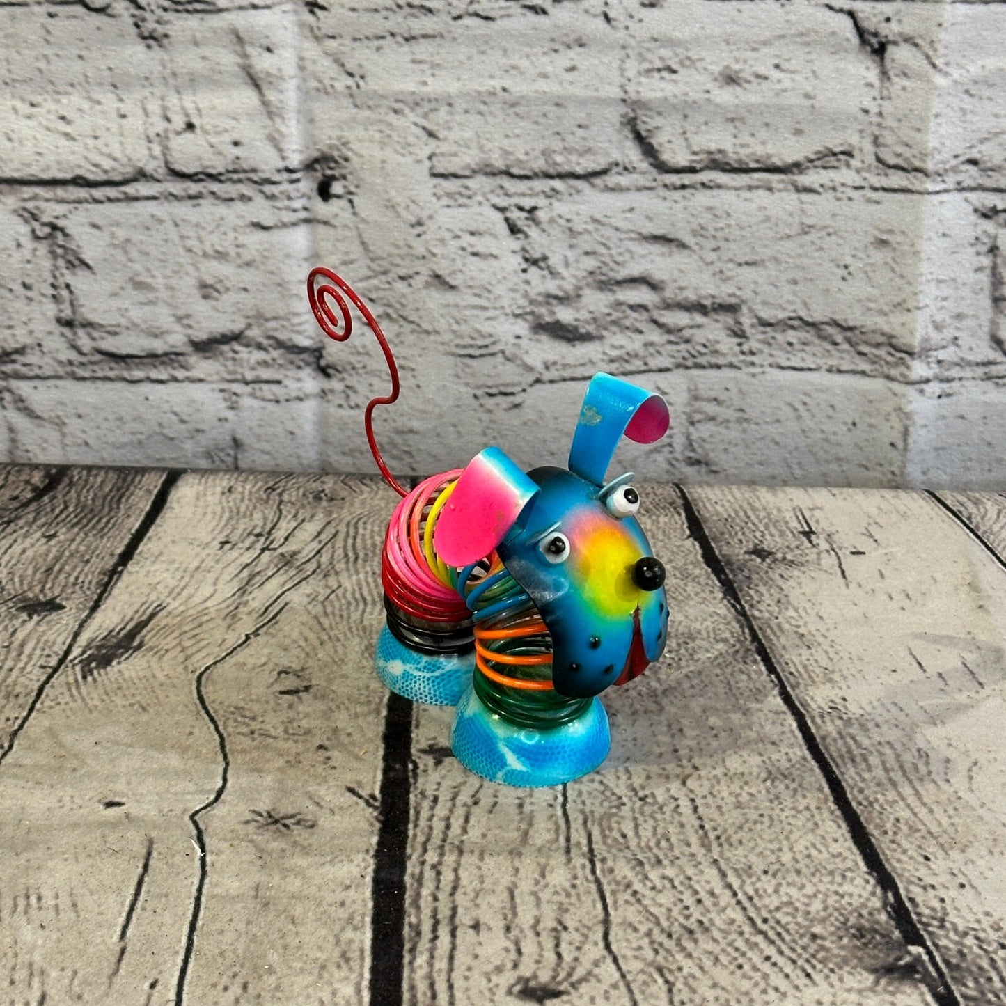 10cm x 10cm Blue Bight Colour Spring Dog Cartoon Ornament Painted Statue