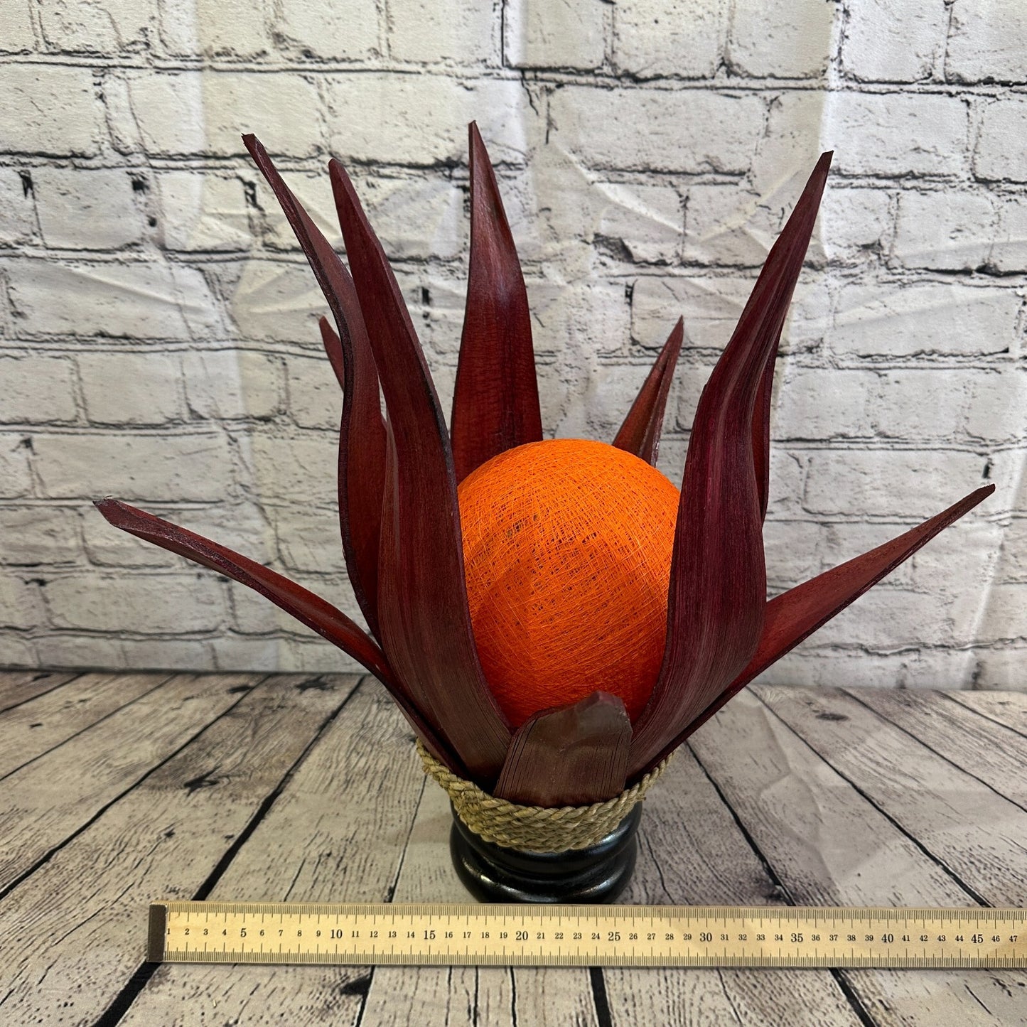 Orange Red Leaf Natural 45cm Tall Leaf Lamp Twist LED UK Mains Plug Design 6