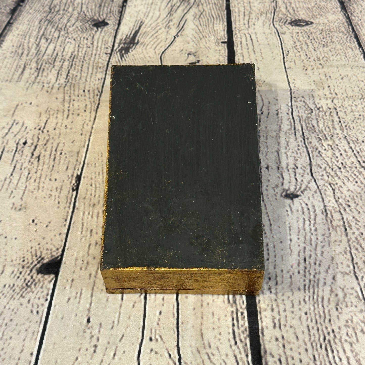 Bright Gold Thai Plain Buddha Head 10cm x 15cm x 4cm Wooden Box Trinket Handmade