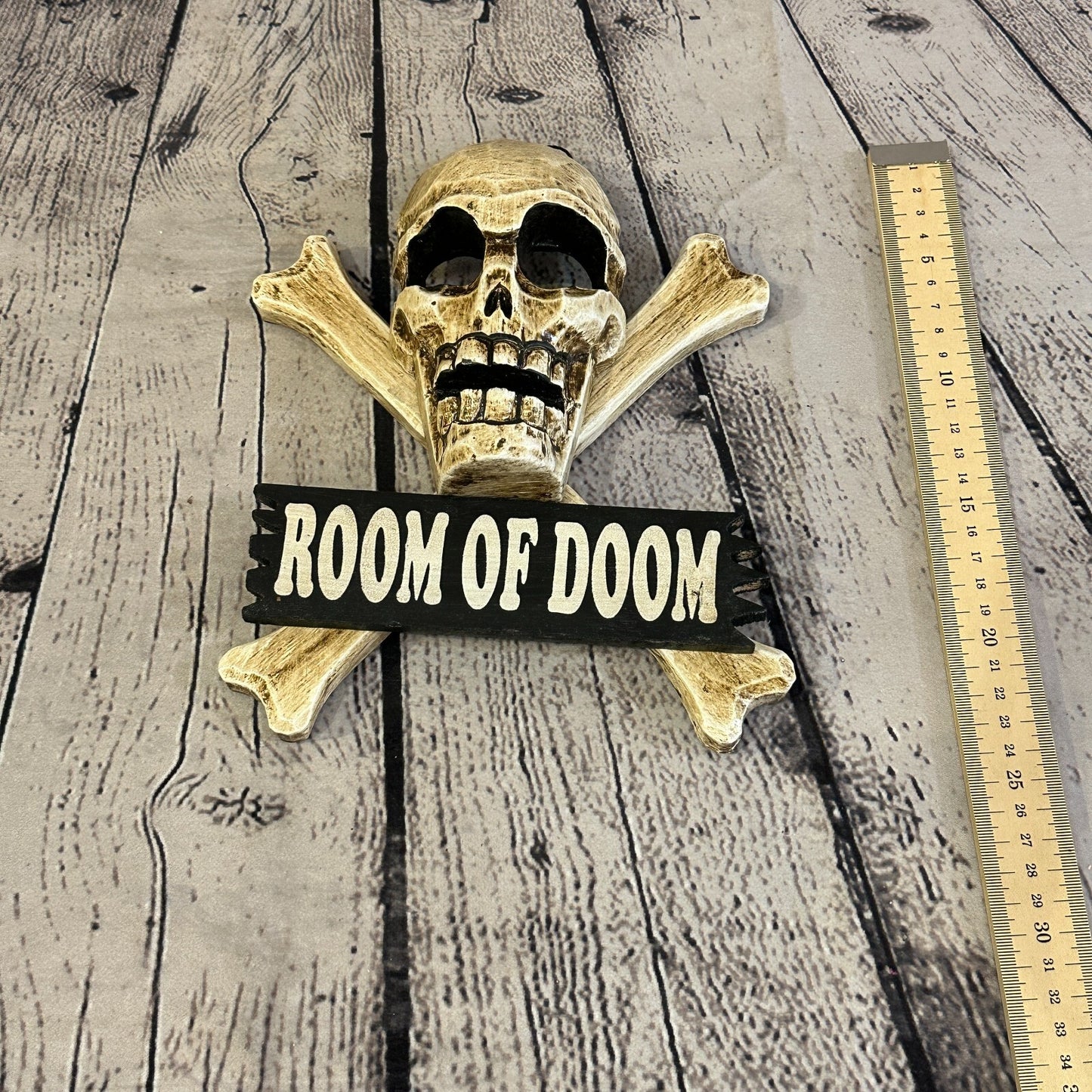 Skull & Crossbones Room Of Doom Pirate Sign Door Plaque 20cm x 20cm Handmade