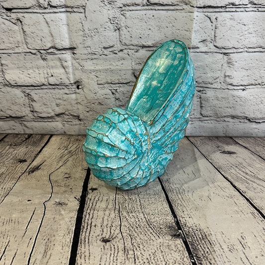 18cm Green Polish Nautilus Shell Ornament Decor Carved Light Wood Parcel Figure