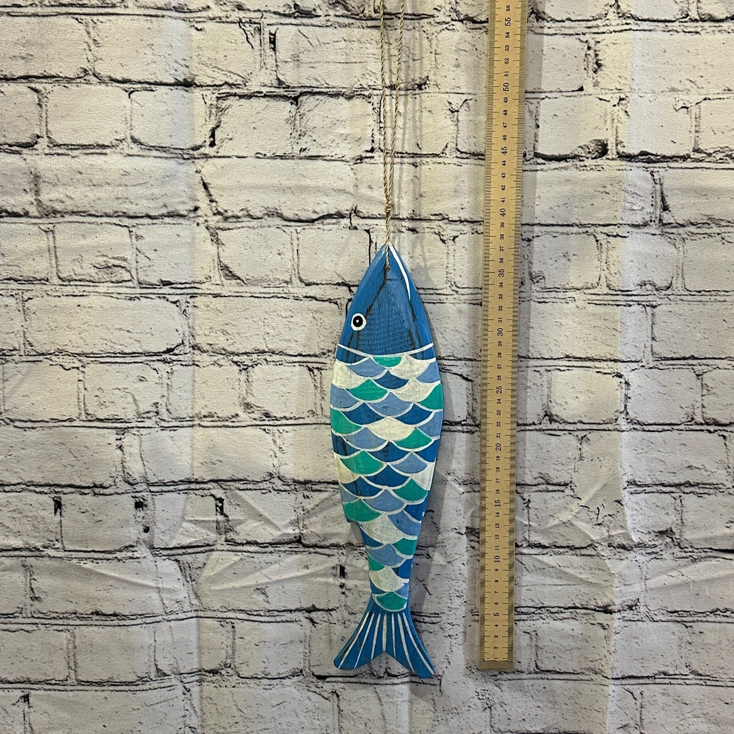 40cm Hanging Fish Hand Painted Fish Wooden Hanging Fish Coastal Decor Design 1