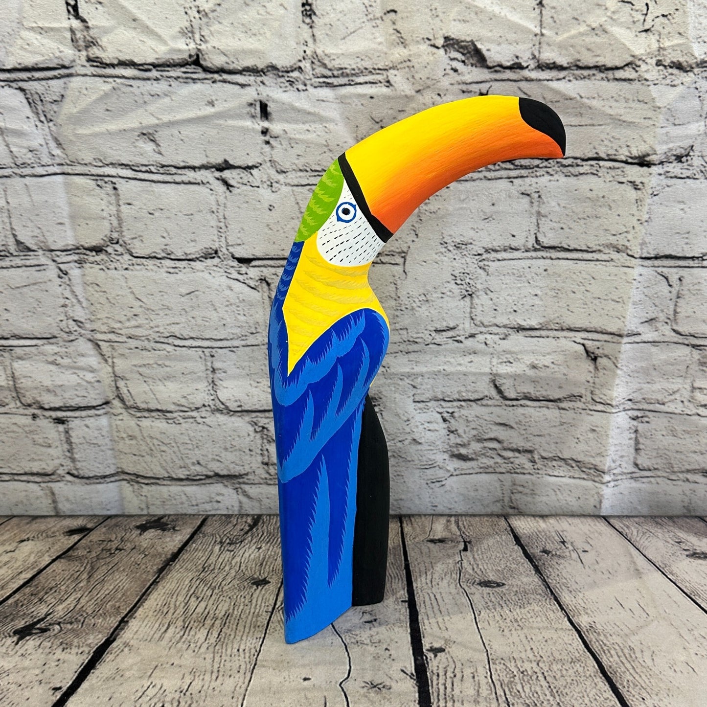 30cm Blue Toucan Bird Ornament Statue Fair Trade Hand Made Carved Wood
