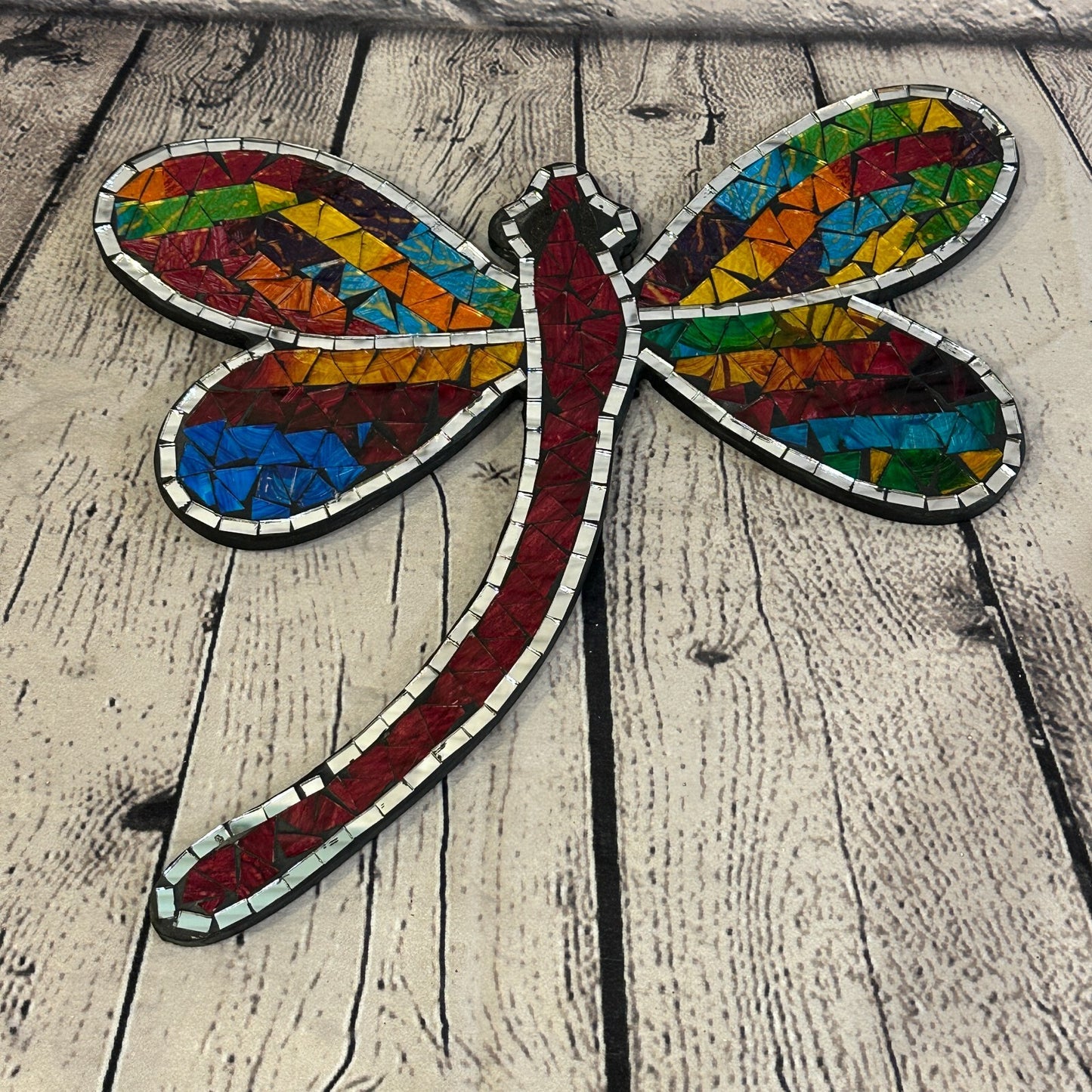 Rainbow Dragonfly Mosaic Tile Wall Mirror 30cm x 25cm 12 Inches Handmade New
