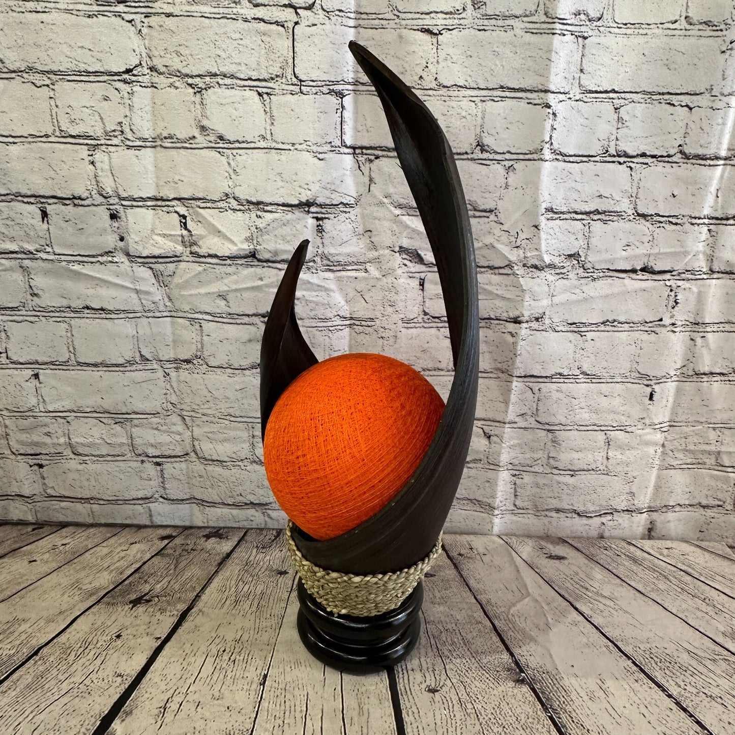 Orange Dark Brown Natural 55cm Tall Leaf Lamp Twist LED UK Mains Plug Design 2