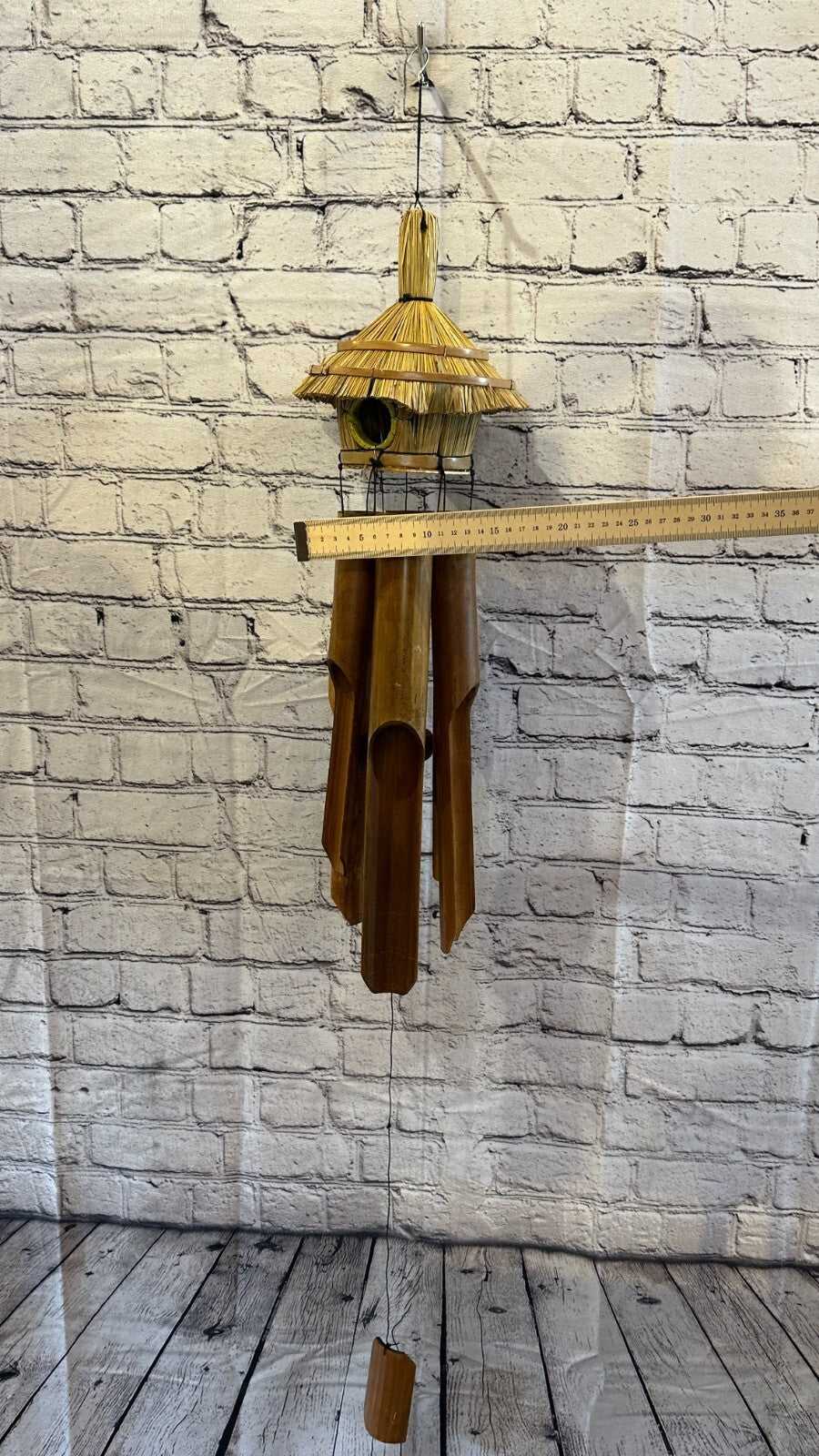 Bird House With Chimes Bamboo Windchime 60cm Garden Gift Summer Handmade Chimes