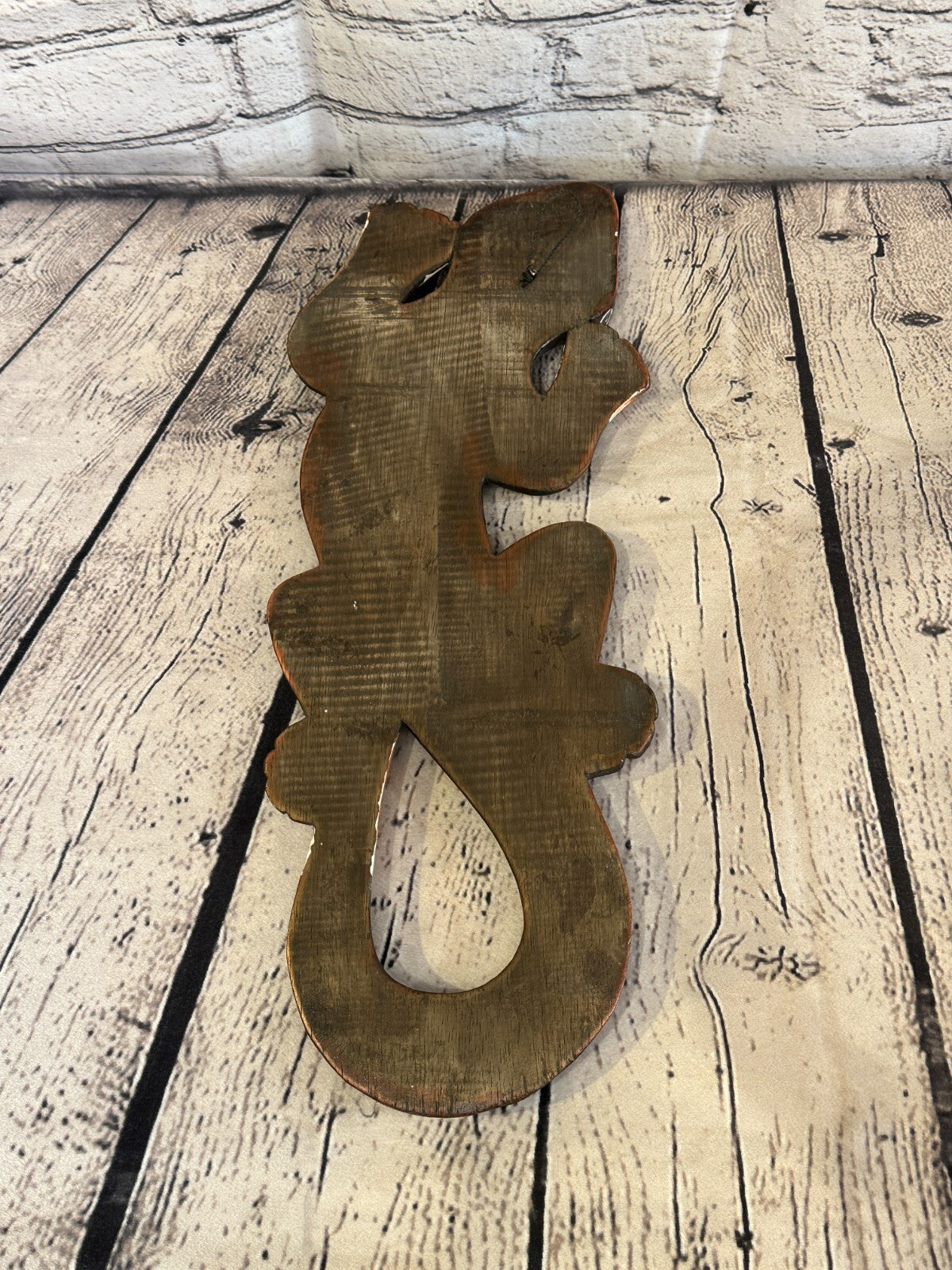 100cm Gecko Lizard Grey Wood Wall Hanging Wooden Ornaments Wood Carving