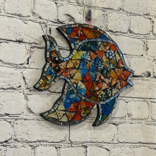 Rainbow Pastel Tropical Fish Mosaic Tile Wall Mirror 25cm x 25cm Handmade New