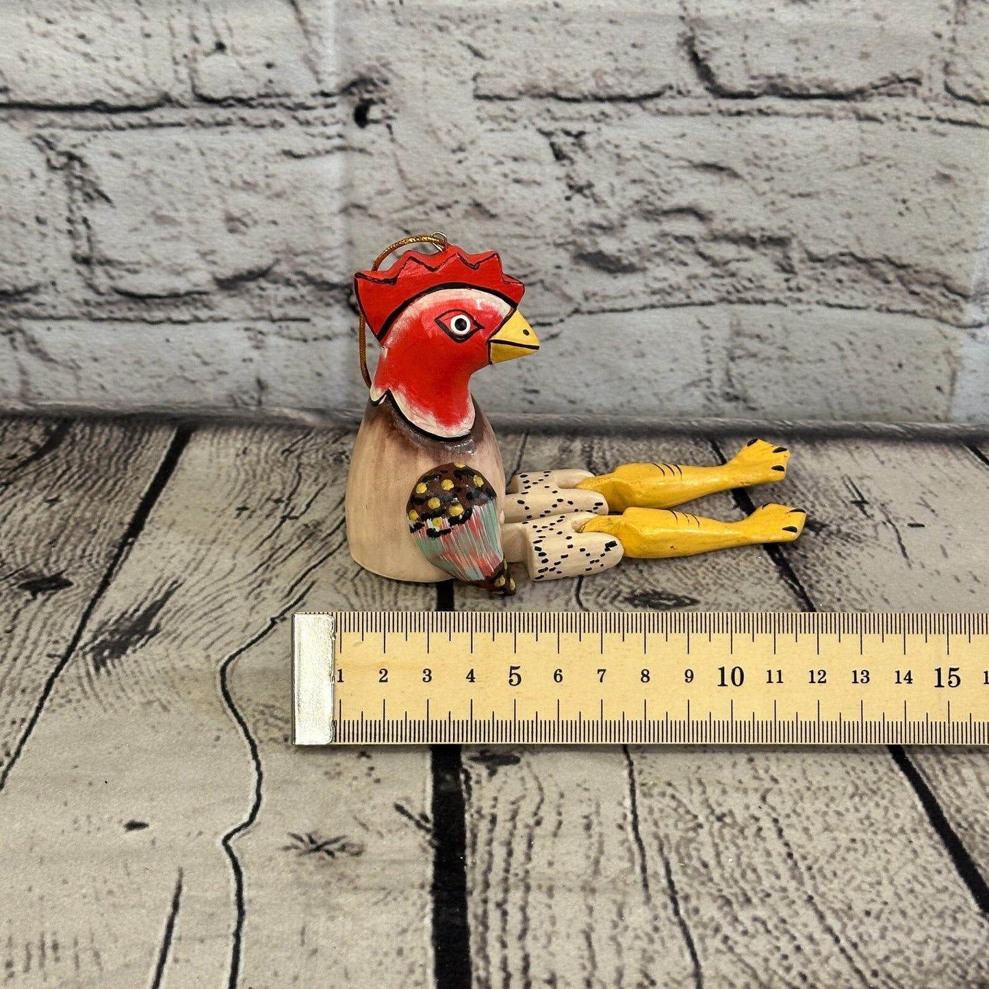 10cm Chicken Sitting Animal, Wooden Shelf Ornament Handmade and Fairtrade