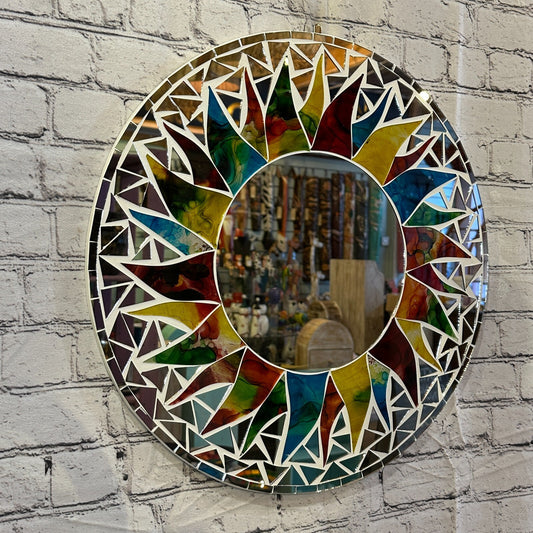 Rainbow White Sun Mosaic Tile Wall Mirror 50cm x 50cm 20 Inches Handmade New