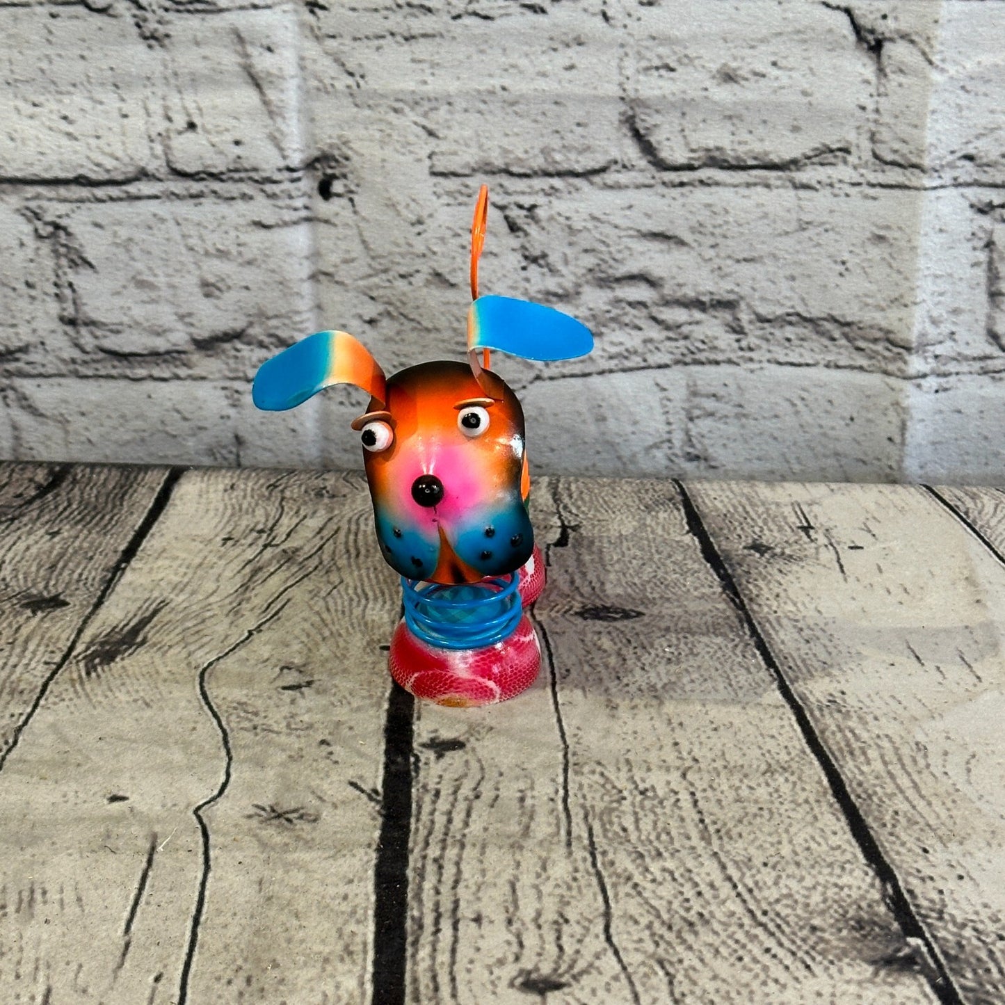 10cm x 10cm Pink Bight Colour Spring Dog Cartoon Ornament Painted Statue