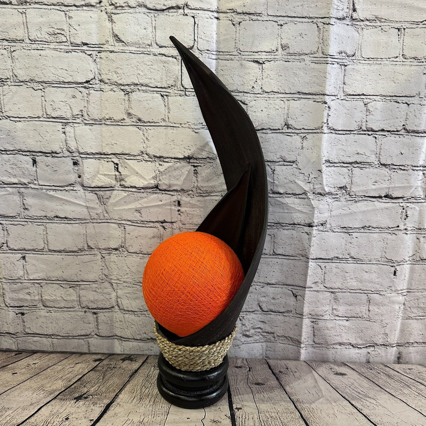 Orange Dark Brown Natural 60cm Tall Leaf Lamp Twist LED UK Mains Plug Design 4