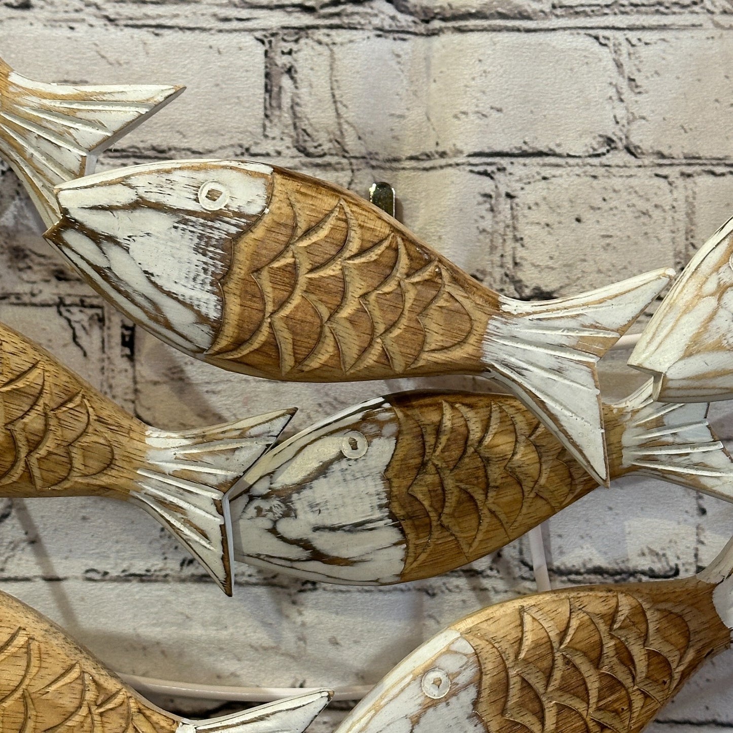 80cm Brown White Shoal Of Fish On Wood   Fish Decoration Fish Shoal Sprats Fish