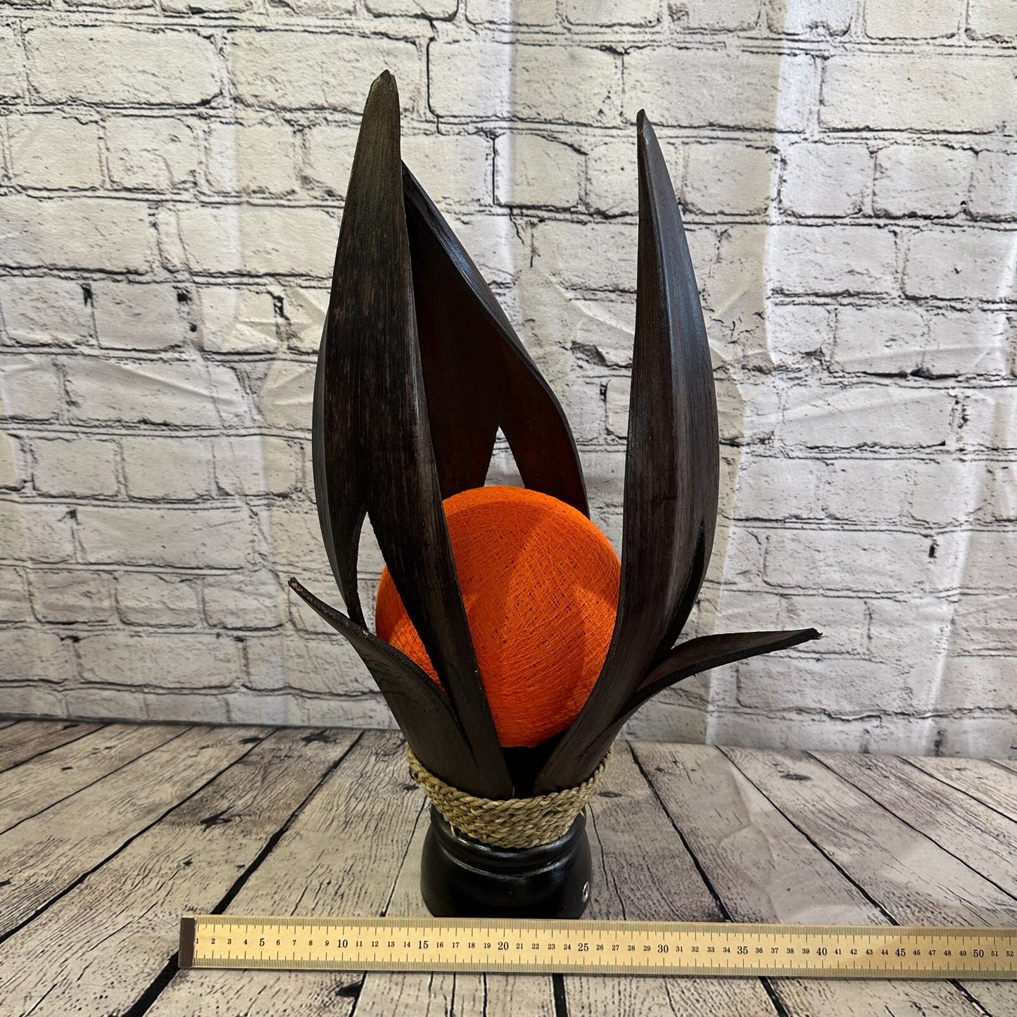Orange Brown Leaf Natural 50cm Tall Leaf Lamp Twist LED UK Mains Plug Design 11