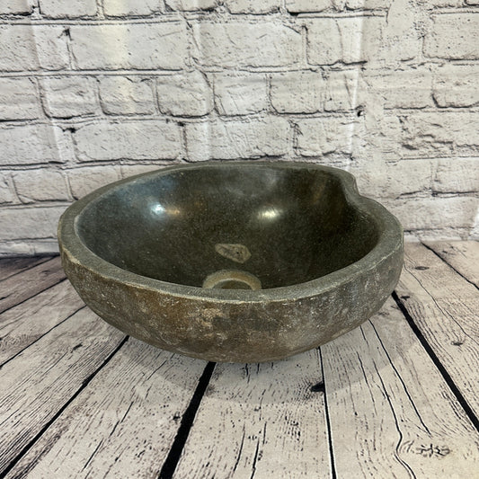 34cm x 31cm River Stone Sink Basin Bowl Natural for Bathroom Washroom Oval No 22