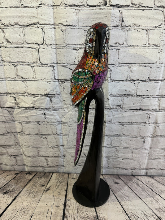 60cm Mosaic Parrot Bird Ornament Statue Fair Trade Handmade Carved Wood Design 2
